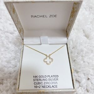 Rachel Zoe 14k Gold Plated Sterling Silver Clover Necklace NIB